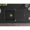 Mexen Leo chiuvetă granit 1-cuvă cu scurgător și baterie de bucătărie Telma, negru - 6501-77-670200-70