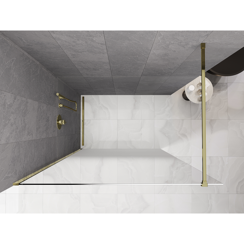 Mexen Kioto Panou de duș Walk-in 140 x 200 cm, ombre albă 8 mm, auriu - 800-140-101-50-86
