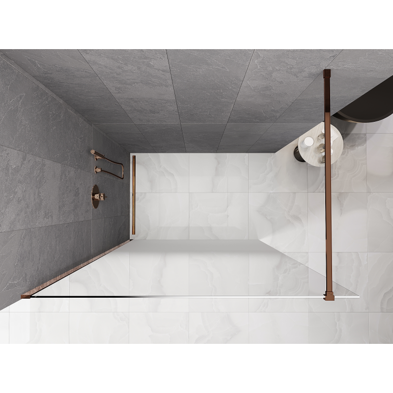 Mexen Kioto Walk-in Zuhanyfal 150 x 200 cm, fehér ombre 8 mm, rózsaarany - 800-150-101-60-86