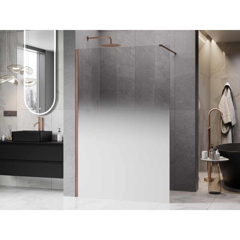 Mexen Kioto panou de duș Walk-in 100 x 200 cm, ombre alb 8 mm, cupru periat - 800-100-101-65-86