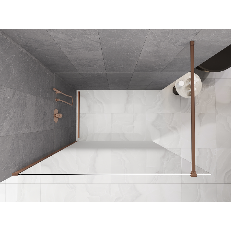 Mexen Kioto panou de duș Walk-in 100 x 200 cm, ombre alb 8 mm, cupru periat - 800-100-101-65-86