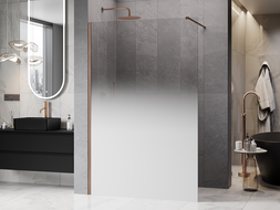 Mexen Kioto Walk-in zuhanyfal 80 x 200 cm, fehér ombre 8 mm, ecsetelt réz - 800-080-101-65-86