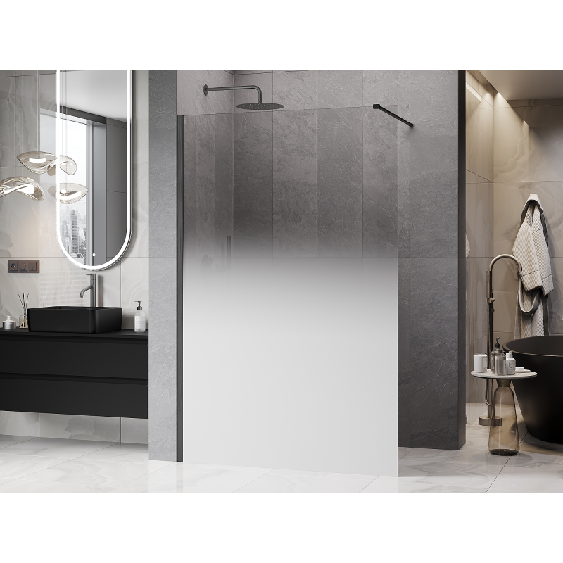 Mexen Kioto perete de duș Walk-in 150 x 200 cm, ombre alb 8 mm, gri armă periat - 800-150-101-66-86