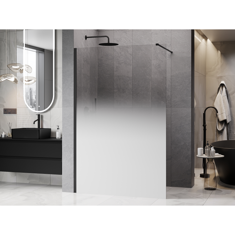Mexen Kioto perete de duș Walk-in 130 x 200 cm, ombre alb 8 mm, negru - 800-130-101-70-86