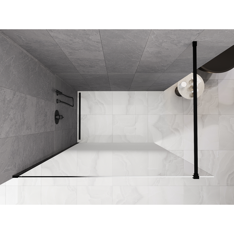 Mexen Kioto perete de duș Walk-in 140 x 200 cm, ombre albă 8 mm, negru - 800-140-101-70-86