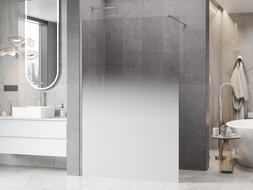 Mexen Kioto Walk-in zuhanyfal 110 x 200 cm, fehér ombre 8 mm, ecsetelt nikkel - 800-110-101-97-86