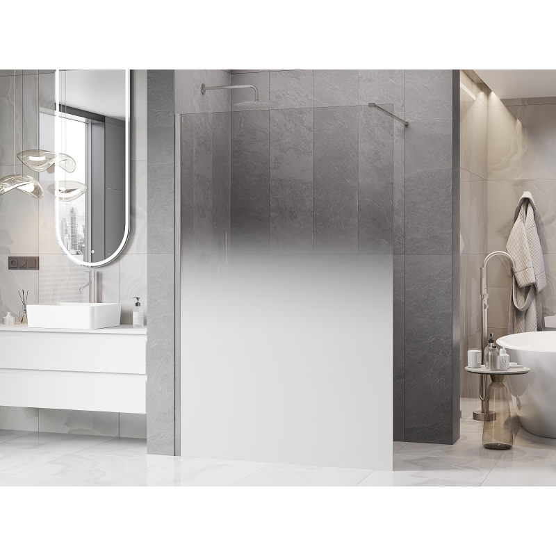 Mexen Kioto perete de duș Walk-in 120 x 200 cm, ombre alb 8 mm, nichel periat - 800-120-101-97-86