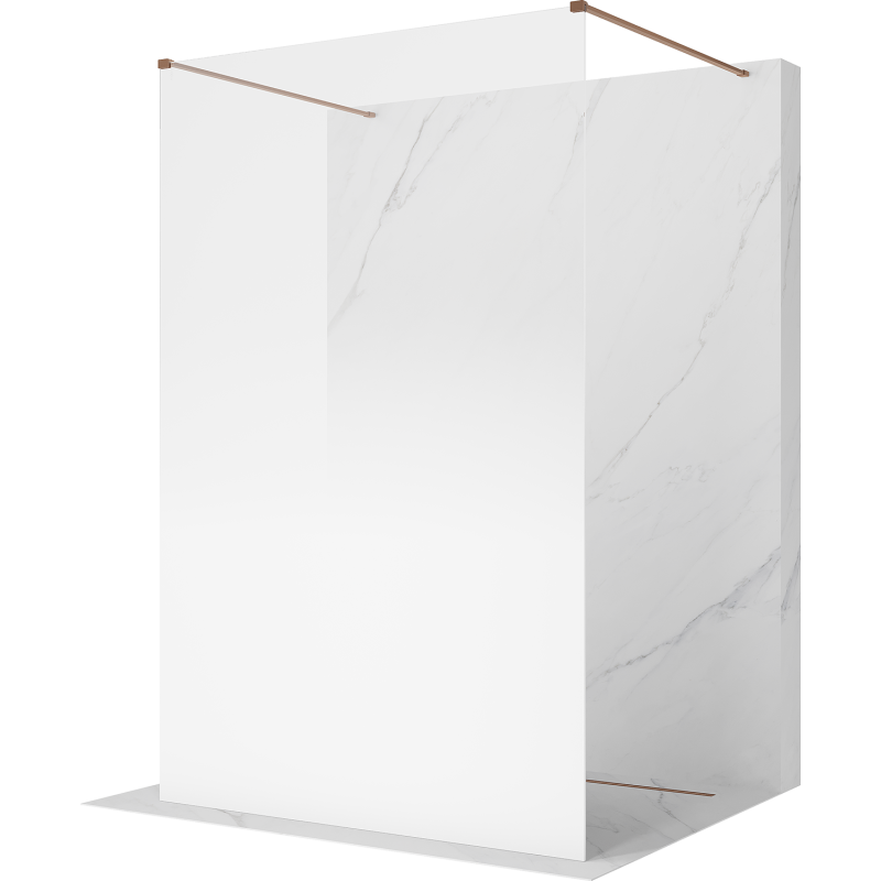 Mexen Kioto szabadon álló zuhanyfal 100 x 200 cm, fehér ombre 8 mm, csiszolt réz - 800-100-002-65-86