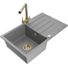 Mexen Bruno Chiuvetă de granit cu o singură cuvă și scurgător, cu baterie de bucătărie Duero, gri - 6513-71-671600-50