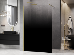 Mexen Kioto Walk-in zuhanyfal 130 x 200 cm, ombre fekete 8 mm, arany kefe - 800-130-101-55-76