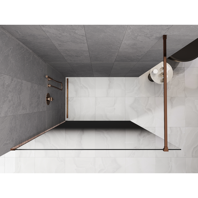 Mexen Kioto perete de duș Walk-in 120 x 200 cm, ombre negru 8 mm, aur roz - 800-120-101-60-76