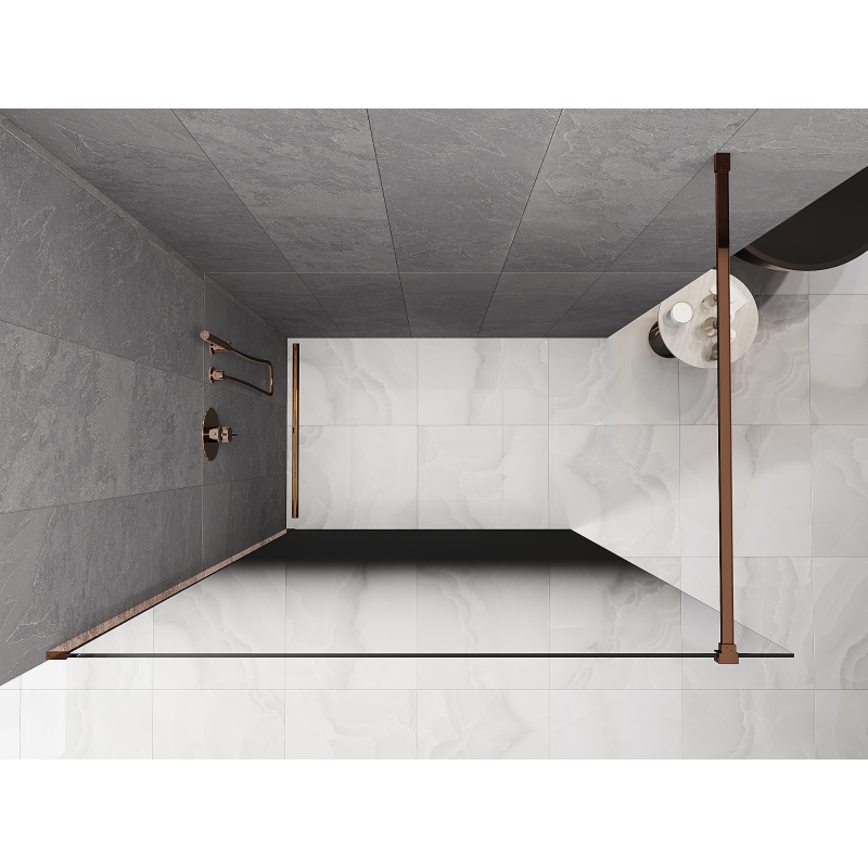 Mexen Kioto perete de duș Walk-in 90 x 200 cm, ombre negru 8 mm, aur roz - 800-090-101-60-76