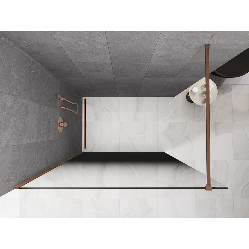 Mexen Kioto perete de duş Walk-in 120 x 200 cm, ombre neagră 8 mm, cupru periat - 800-120-101-65-76