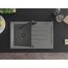Mexen Bruno chiuvetă de bucătărie din granit cu 1 compartiment cu picurător și baterie Duero, gri - 6513-71-671600-70-B