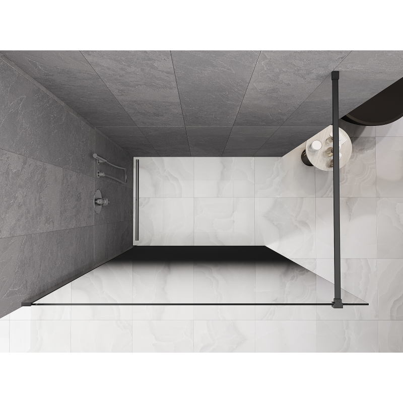 Mexen Kioto Panou de duș Walk-in 130 x 200 cm, ombre negru 8 mm, metal gri - 800-130-101-95-76