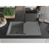 Mexen Bruno chiuvetă de bucătărie din granit cu 1 compartiment cu picurător și baterie Duero, gri - 6513-71-671600-70-B