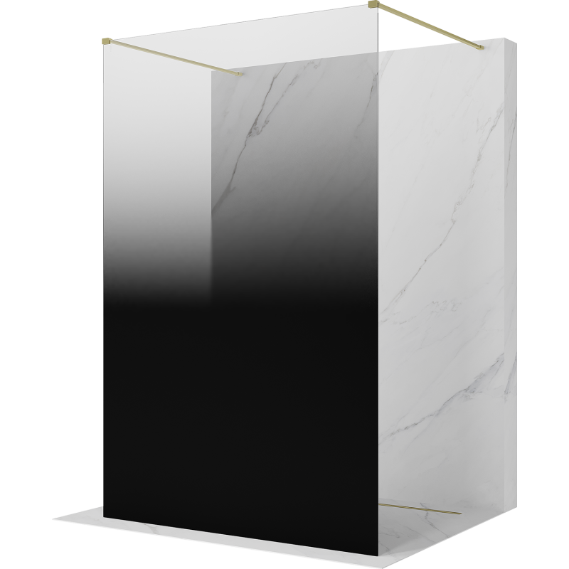 Mexen Kioto Perete de duș independent 140 x 200 cm, ombre negru 8 mm, auriu periat - 800-140-002-55-76