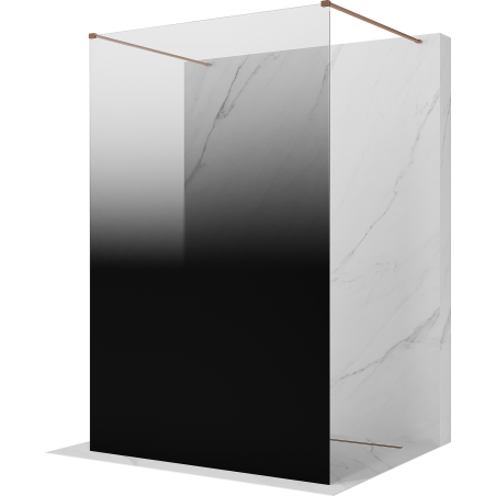 Mexen Kioto szabadon álló zuhanyfal 150 x 200 cm, ombre fekete 8 mm, kefe réz - 800-150-002-65-76