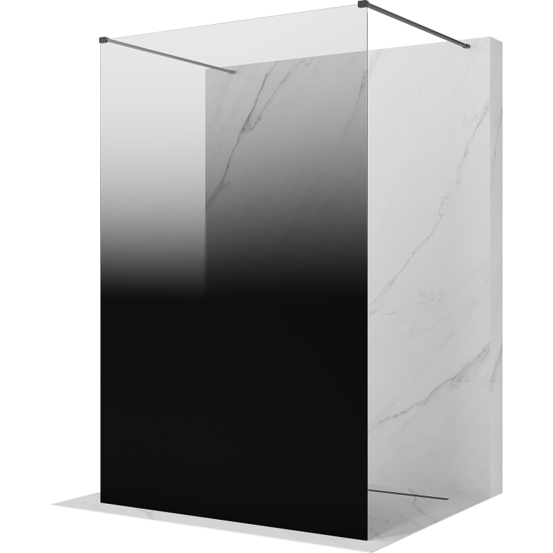 Mexen Kioto perete de duș independent 150 x 200 cm, ombre negru 8 mm, gri armat periat - 800-150-002-66-76