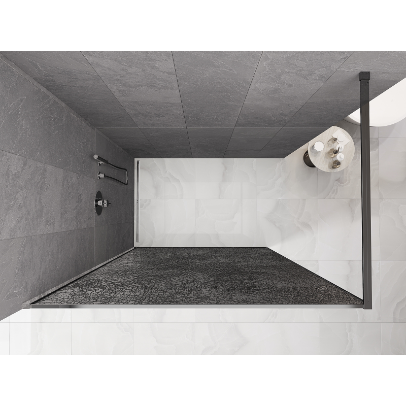 Mexen Kioto perete pentru duș Walk-in 130 x 200 cm, crackle grafit 12 mm, crom - 800-130-101-01-44-X