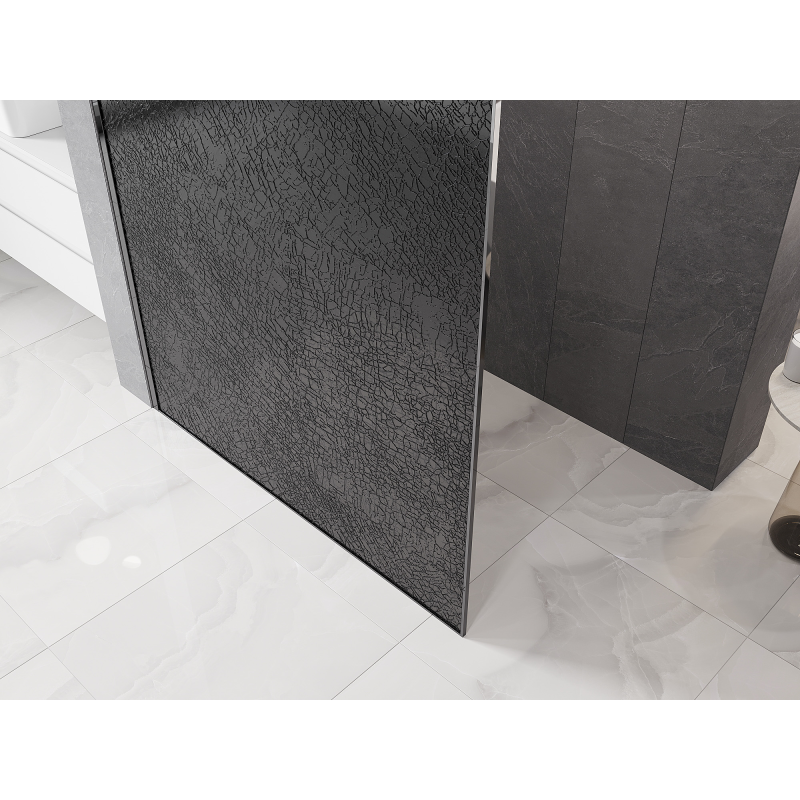 Mexen Kioto perete de duș Walk-in 90 x 200 cm, crackle grafit 12 mm, crom - 800-090-101-01-44-X