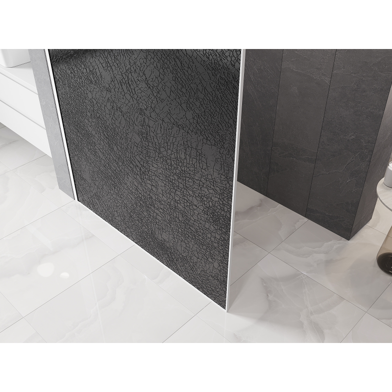 Mexen Kioto walk-in zuhanyfal 110 x 200 cm, crackle grafit 12 mm, fehér - 800-110-101-20-44-X