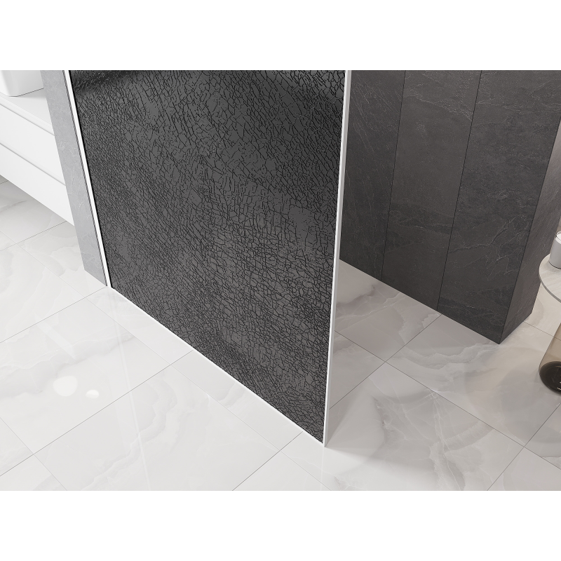 Mexen Kioto Walk-in zuhanyfal 70 x 200 cm, repedezett grafit 12 mm, fehér - 800-070-101-20-44-X