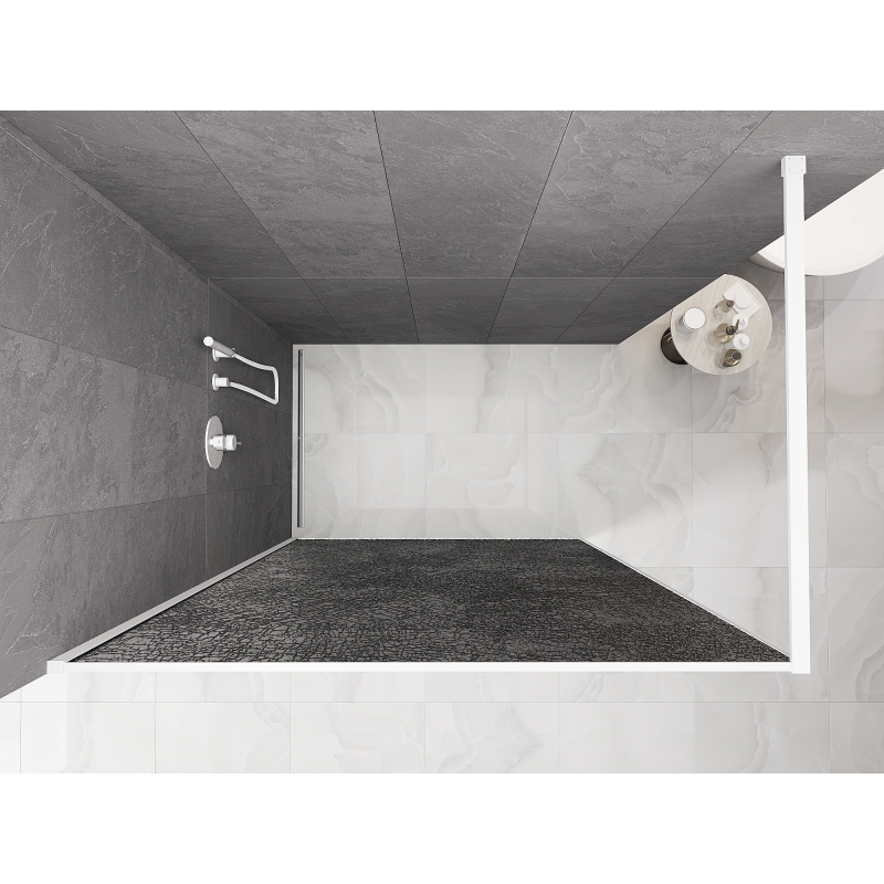 Mexen Kioto perete de duș Walk-in 120 x 200 cm, crackle grafit 12 mm, alb - 800-120-101-20-44-X