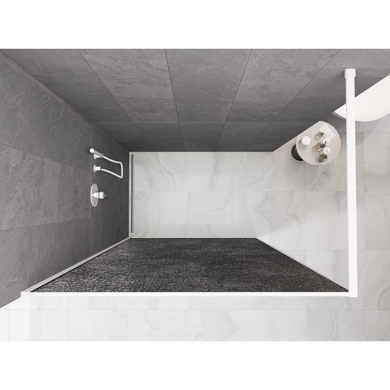Mexen Kioto panou de duș Walk-in 130 x 200 cm, crackle gri 12 mm, alb - 800-130-101-20-44-X