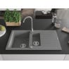 Mexen Matias Chiuvetă de granit de 1,5 compartiment cu picurător și baterie de bucătărie Telma, Gri - 6502-71-670200-71