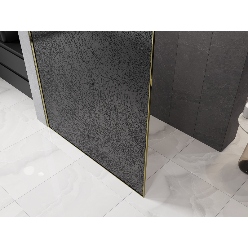 Mexen Kioto Perete de duș Walk-in 80 x 200 cm, crackle grafit 12 mm, auriu - 800-080-101-50-44-X
