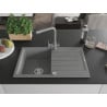 Mexen Bruno chiuvetă de bucătărie 1-cameră din granit cu scurgător și robinet Duero, gri - 6513-71-671600-71