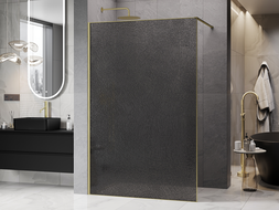 Mexen Kioto Walk-in zuhanyfal 70 x 200 cm, crackle grafit 12 mm, arany kefélt - 800-070-101-55-44-X
