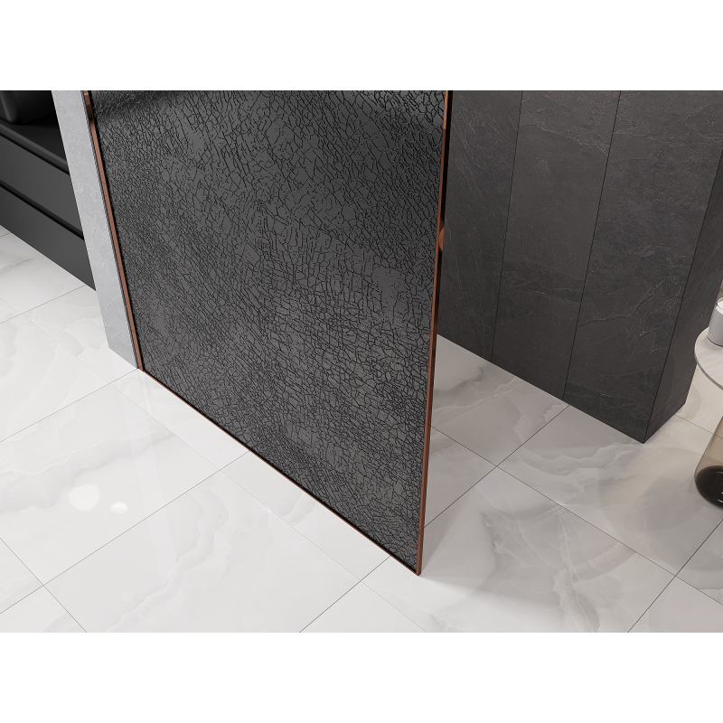 Mexen Kioto perete de duș Walk-in 160 x 200 cm, crackle grafit 12 mm, aur roz - 800-160-101-60-44-X