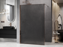 Mexen Kioto Walk-in zuhanyfal 90 x 200 cm, crackle grafit 12 mm, rózsaarany - 800-090-101-60-44-X
