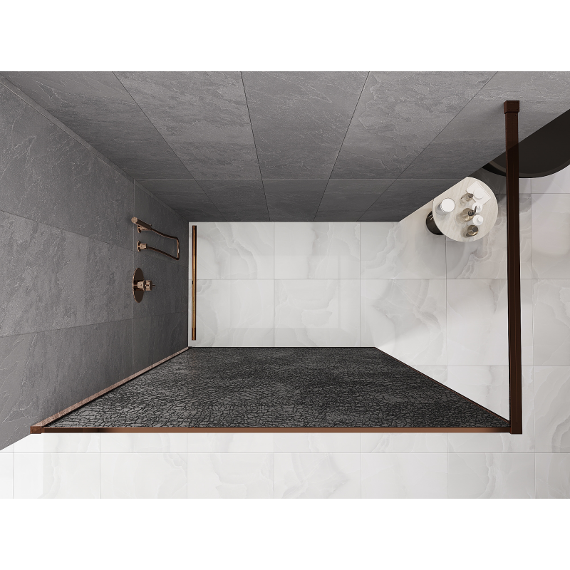 Mexen Kioto Walk-in zuhanyfal 90 x 200 cm, crackle grafit 12 mm, rózsaarany - 800-090-101-60-44-X