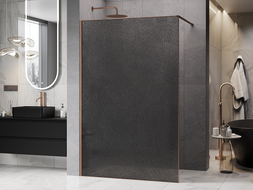 Mexen Kioto Walk-in zuhanyfal 140 x 200 cm, grafit crackle 12 mm, kefélt réz - 800-140-101-65-44-X