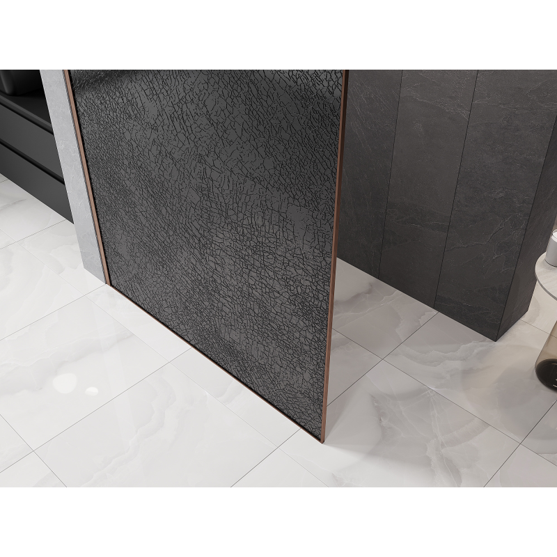 Mexen Kioto perete de duș Walk-in 70 x 200 cm, crackle grafit 12 mm, cupru periat - 800-070-101-65-44-X