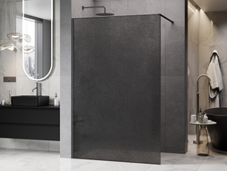 Mexen Kioto Walk-in zuhanyfal 140 x 200 cm, crackle grafit 12 mm, szálcsiszolt gun gray - 800-140-101-66-44-X