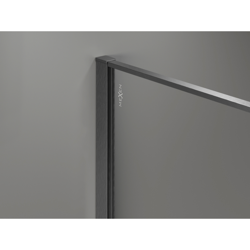 Mexen Kioto perete de duș Walk-in 90 x 200 cm, crackle grafit 12 mm, gri pistol periat - 800-090-101-66-44-X