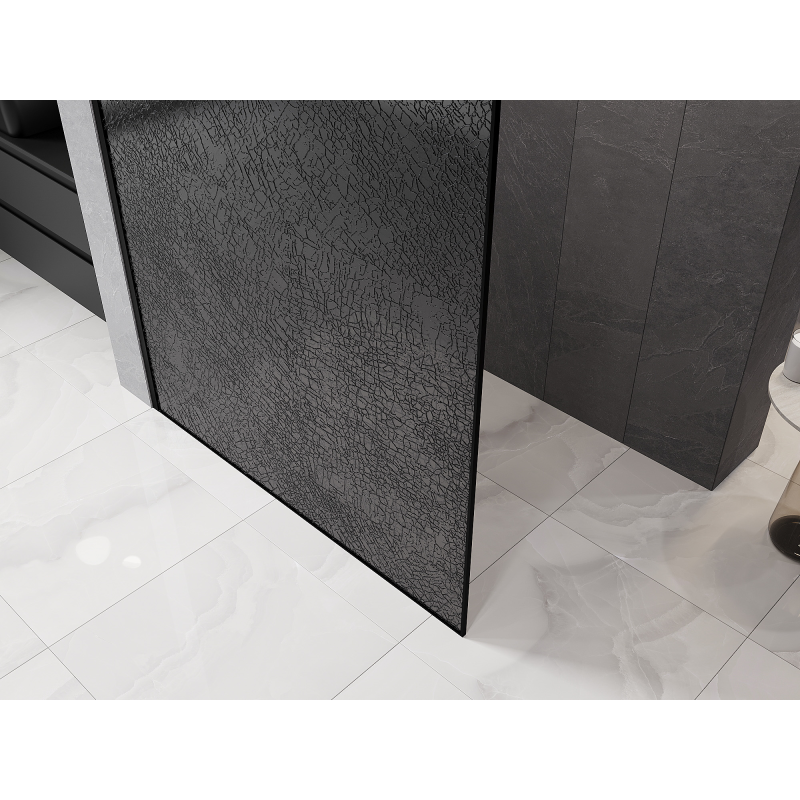 Mexen Kioto perete de duș Walk-in 110 x 200 cm, crackle grafit 12 mm, negru - 800-110-101-70-44-X