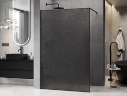 Mexen Kioto Walk-in zuhanyfal 140 x 200 cm, crackle grafit 12 mm, fekete - 800-140-101-70-44-X