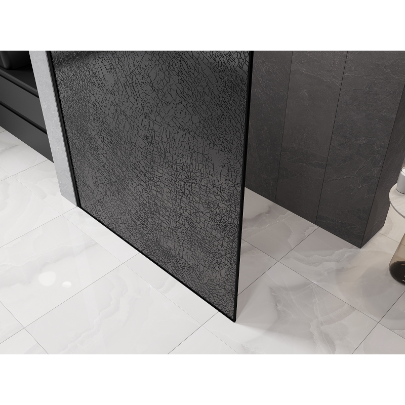 Mexen Kioto perete de duș Walk-in 90 x 200 cm, crackle grafit 12 mm, negru - 800-090-101-70-44-X