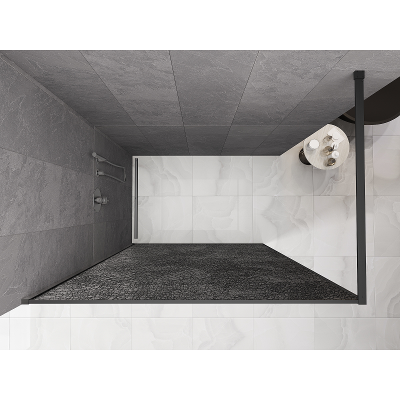 Mexen Kioto Walk-in zuhanyfal 150 x 200 cm, crackle grafit 12 mm, gun metal - 800-150-101-95-44-X