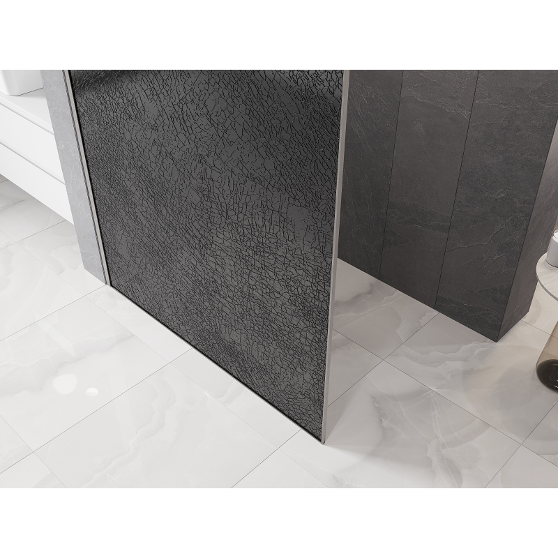 Mexen Kioto Walk-in zuhanyfal 160 x 200 cm, crackle grafit 12 mm, csiszolt nikkel - 800-160-101-97-44-X