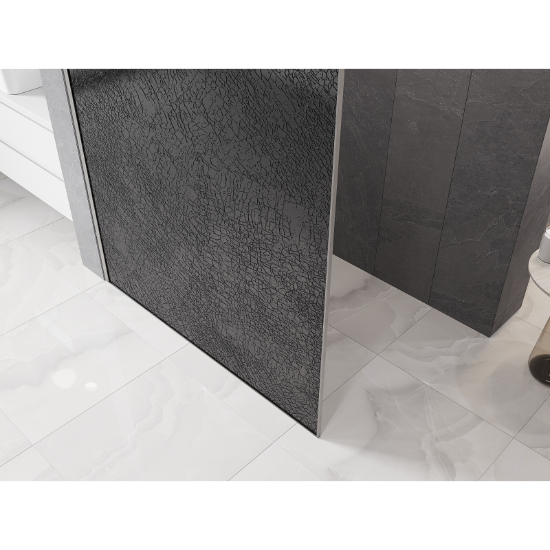 Mexen Kioto perete de duș Walk-in 70 x 200 cm, crackle grafit 12 mm, nichel periat - 800-070-101-97-44-X
