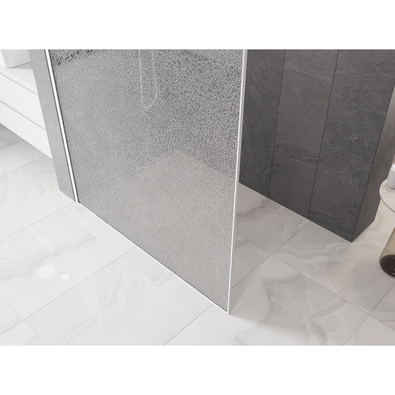 Mexen Kioto Walk-in zuhanyfal 80 x 200 cm, crackle átlátszó 12 mm, fehér - 800-080-101-20-04-X