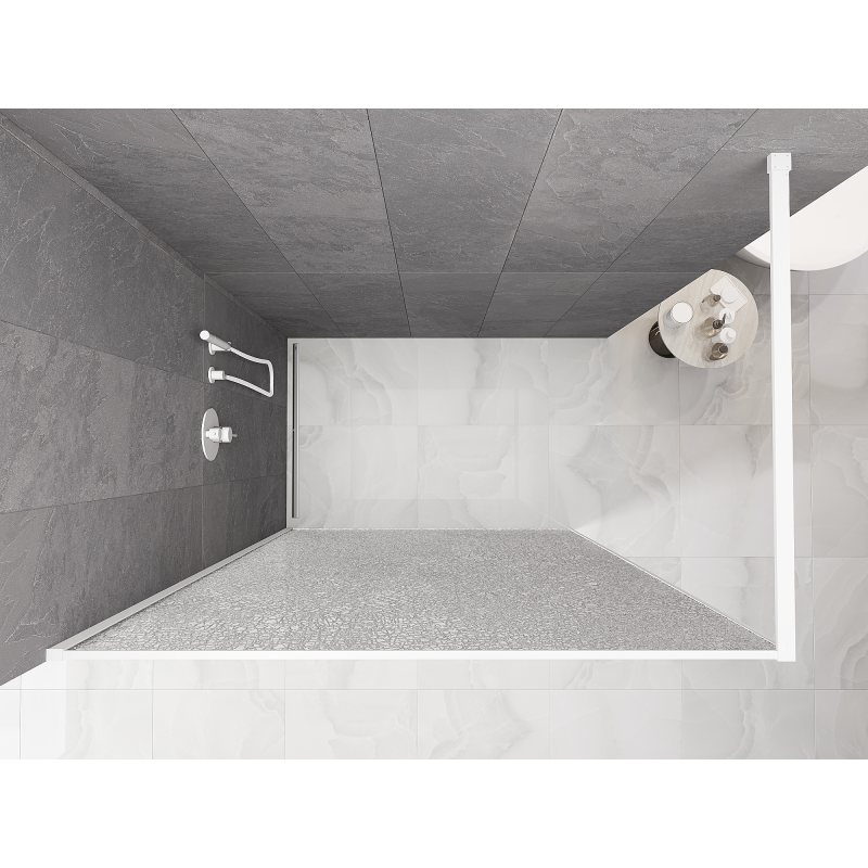 Mexen Kioto Walk-in zuhanyfal 90 x 200 cm, crackle átlátszó 12 mm, fehér - 800-090-101-20-04-X