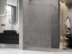 Mexen Kioto Walk-in zuhanyfal 100 x 200 cm, áttetsző crackle 12 mm, arany szálcsiszolt - 800-100-101-55-04-X