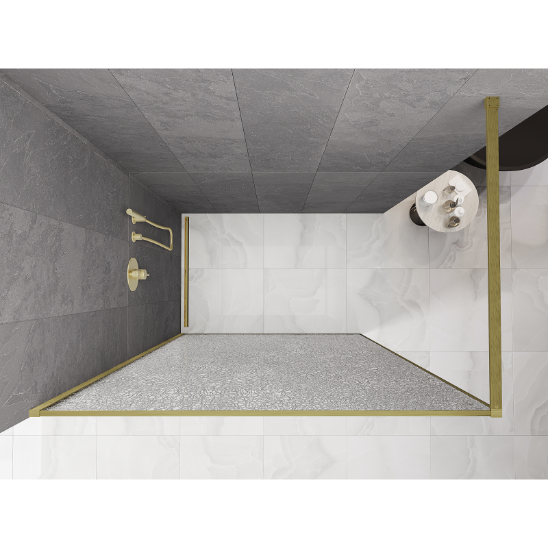 Mexen Kioto Perete de duș Walk-in 100 x 200 cm, crackle transparent 12 mm, auriu periat - 800-100-101-55-04-X